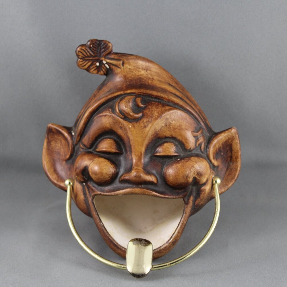 Vintage Ceramic Ashtray - Smiling Elf Face by Treasure Craft